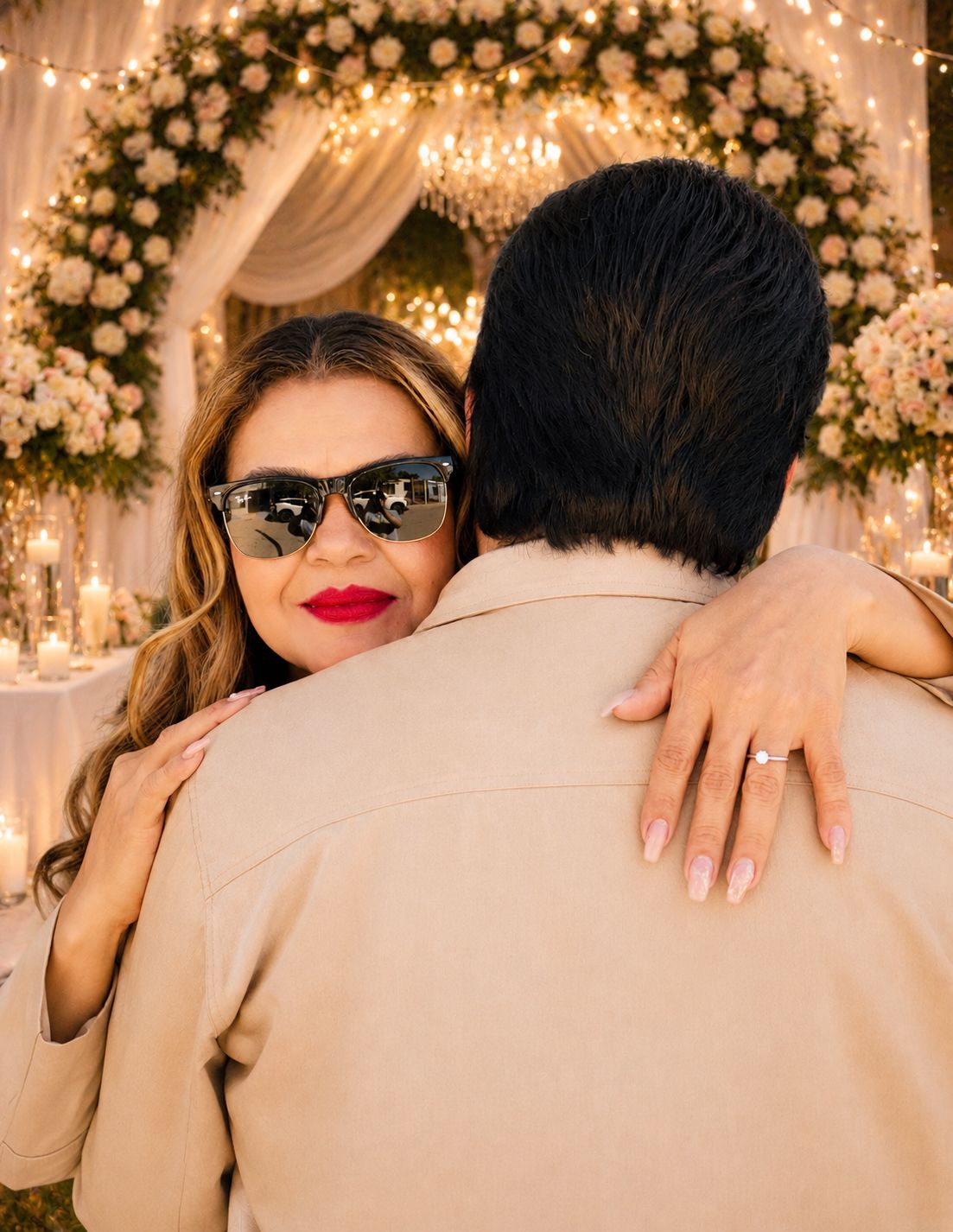 La pareja celebrando su amor